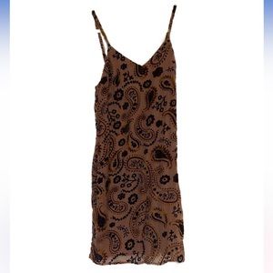 NWT Paisley Purple Pink Velvet Slip Style Dress